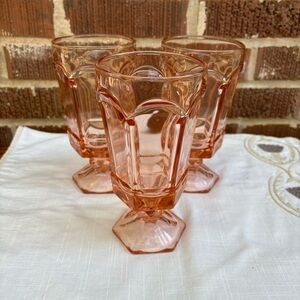Fostoria Virginia Pink 12 Oz Iced Tea Footed Glass 7” Tall Drinkware Set of 3
